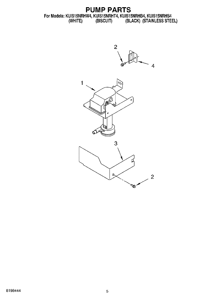 PUMP PARTS Diagram and Parts List for KUIS15NRHW4  KitchenAid Ice Maker