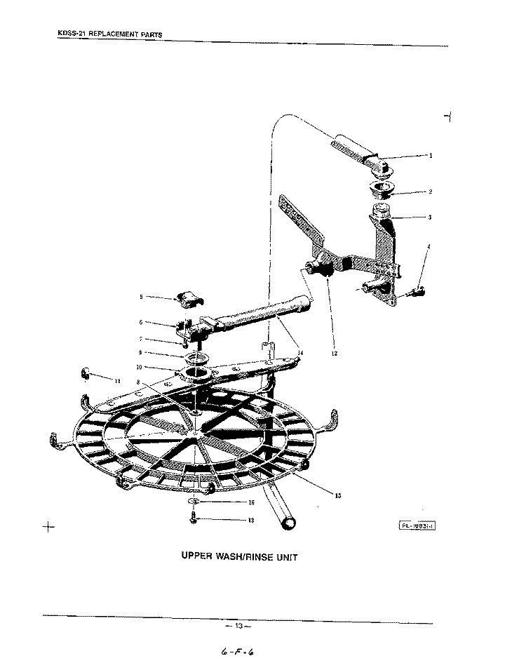 UPPER WASH/RINSE Diagram and Parts List for KDSS21  KitchenAid Dishwasher