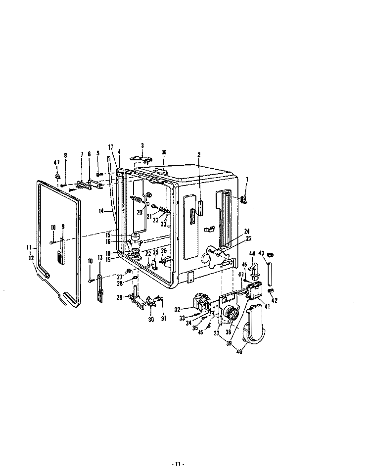 TUB Diagram and Parts List for 8505L00  Roper Dishwasher