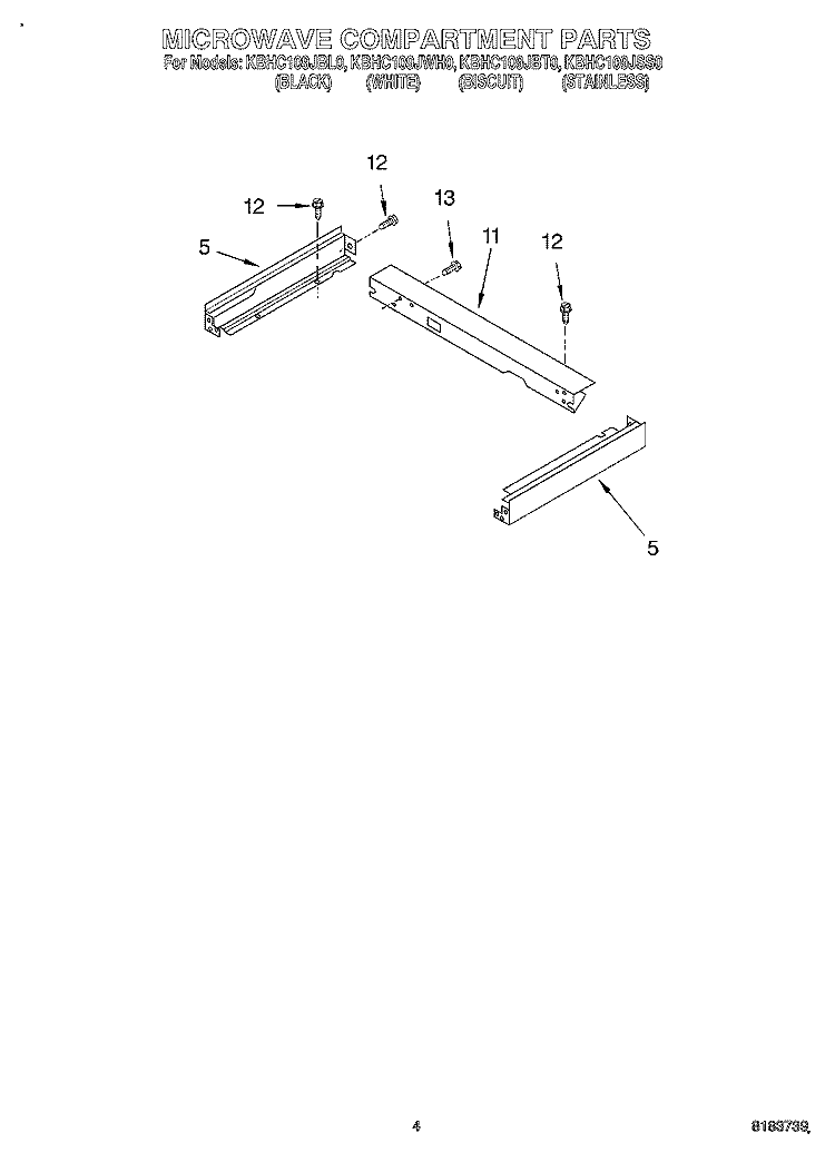 MICROWAVE COMPARTMENT Diagram and Parts List for KBHC109JWH0  KitchenAid Microwave Oven Combo