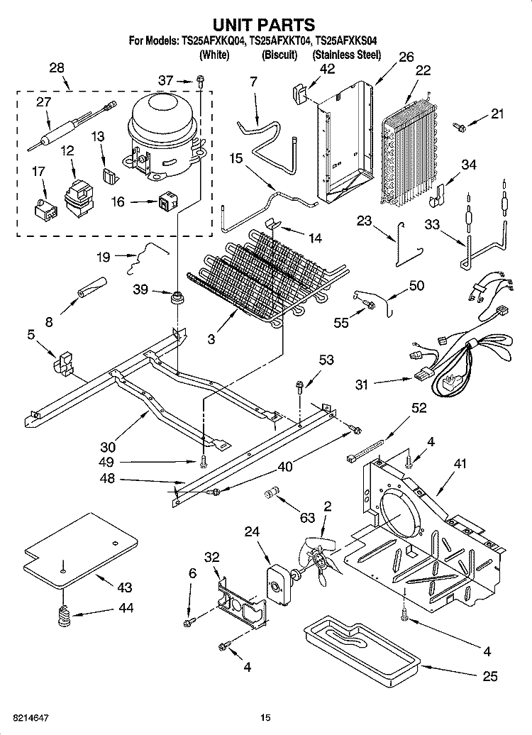 UNIT PARTS Diagram and Parts List for TS25AFXKQ04  Estate Refrigerator