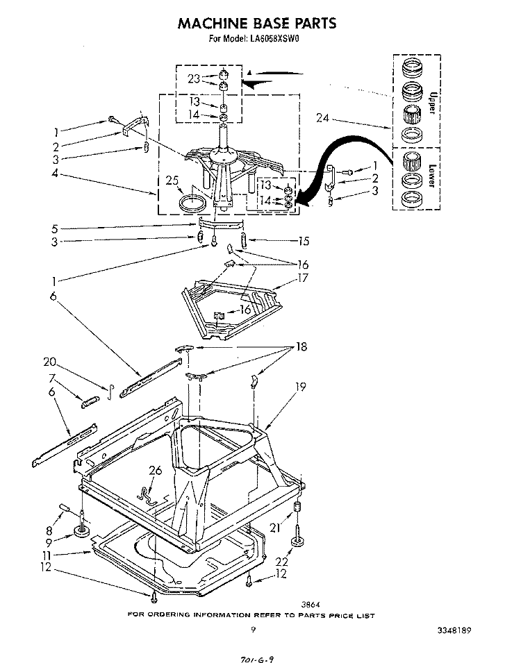 MACHINE BASE Diagram and Parts List for LA6058XSW0  Whirlpool Washer
