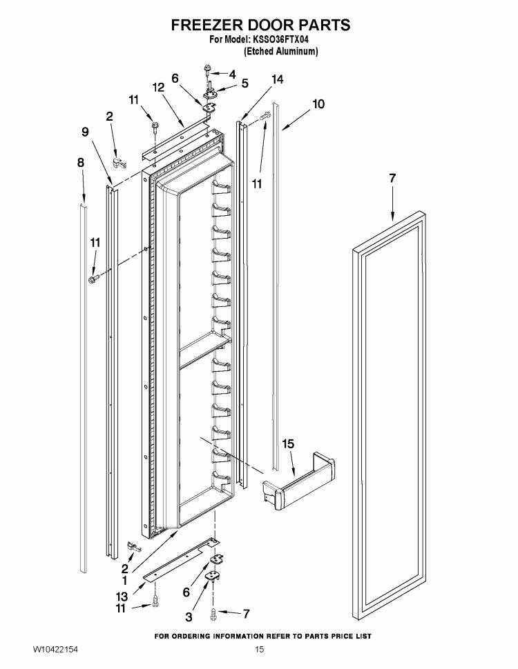 FREEZER DOOR PARTS Diagram and Parts List for KSSO36FTX04  KitchenAid Refrigerator