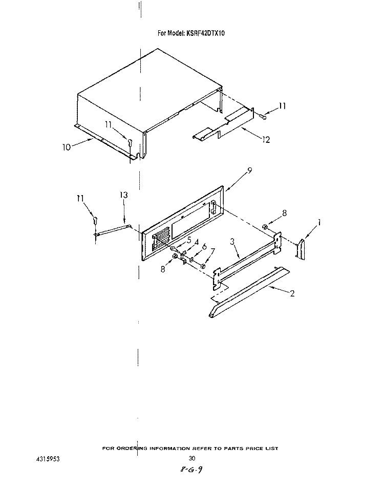 COVER, COMPONENT ASSEMBLY Diagram and Parts List for KSRF42DTX10  KitchenAid Refrigerator