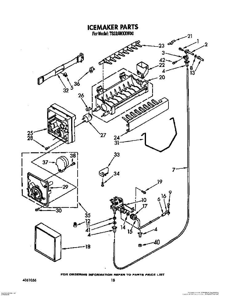 ICEMAKER, LIT/OPTIONAL Diagram and Parts List for TS22AWXXN00  Whirlpool Refrigerator