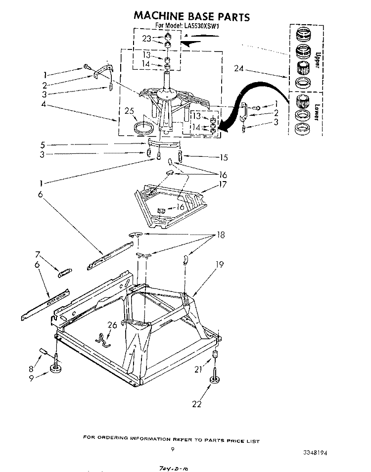 MACHINE BASE Diagram and Parts List for LA5530XSW1  Whirlpool Washer