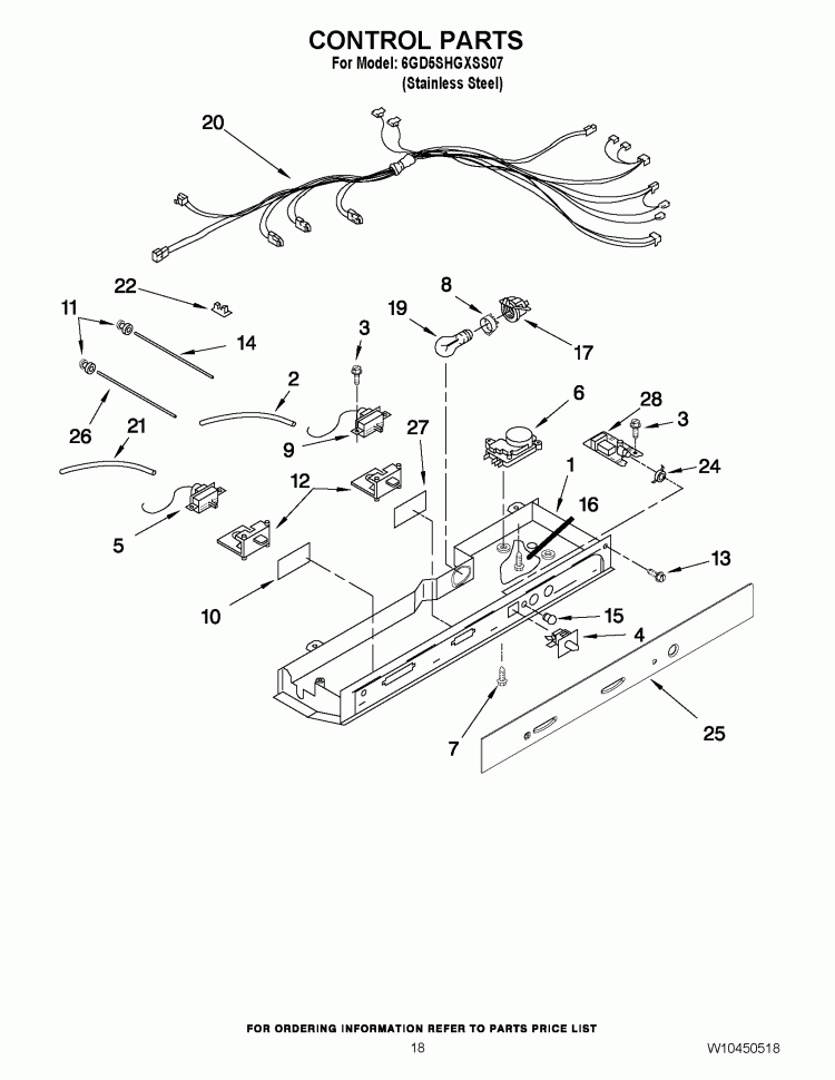 CONTROL PARTS Diagram and Parts List for 6GD5SHGXSS07  Whirlpool Refrigerator