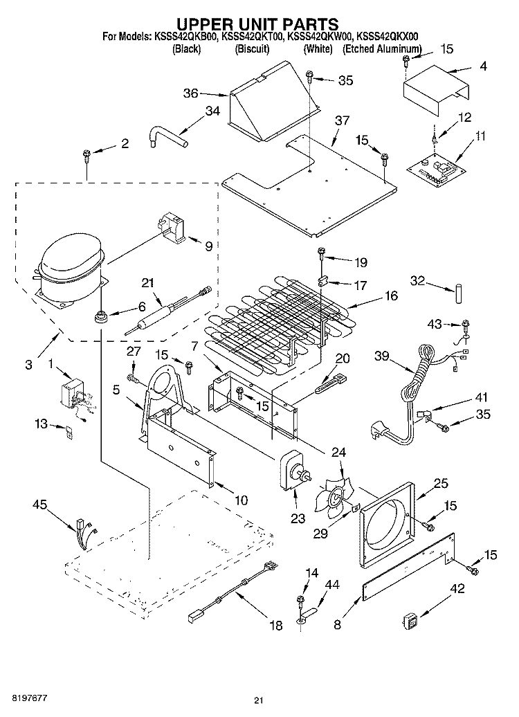UPPER UNIT Diagram and Parts List for KSSS42QKT00  KitchenAid Refrigerator