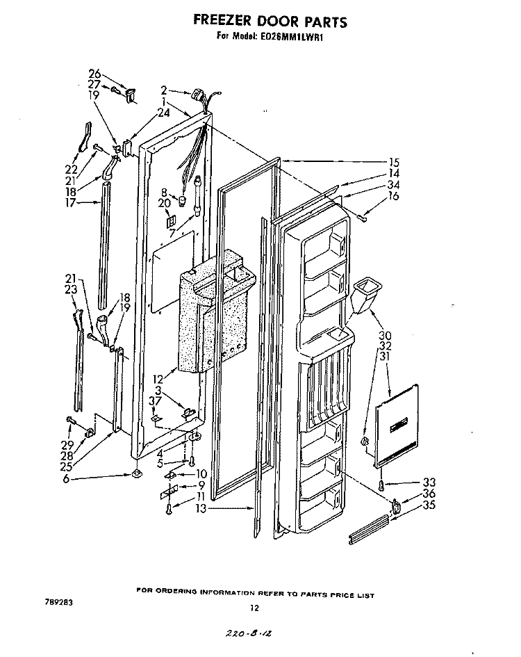 FREEZER DOOR Diagram and Parts List for ED26MM1LWR1  Whirlpool Refrigerator