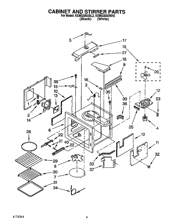 CABINET AND STIRRER, OPTIONAL Diagram and Parts List for KEMS306XBL2  KitchenAid Wall Oven