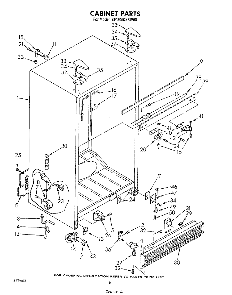 CABINET Diagram and Parts List for EF19MKXSW00  Whirlpool Refrigerator