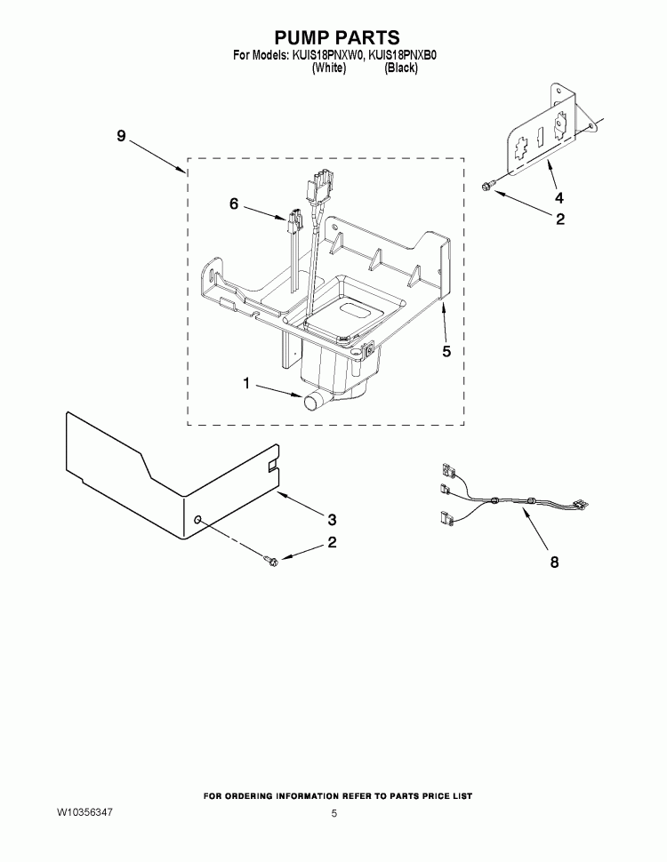 PUMP PARTS Diagram and Parts List for KUIS18PNXW0  KitchenAid Ice Maker