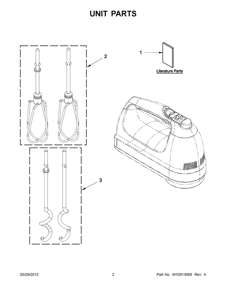 UNIT PARTS Diagram and Parts List for KHM7211QMY0  KitchenAid Mixer