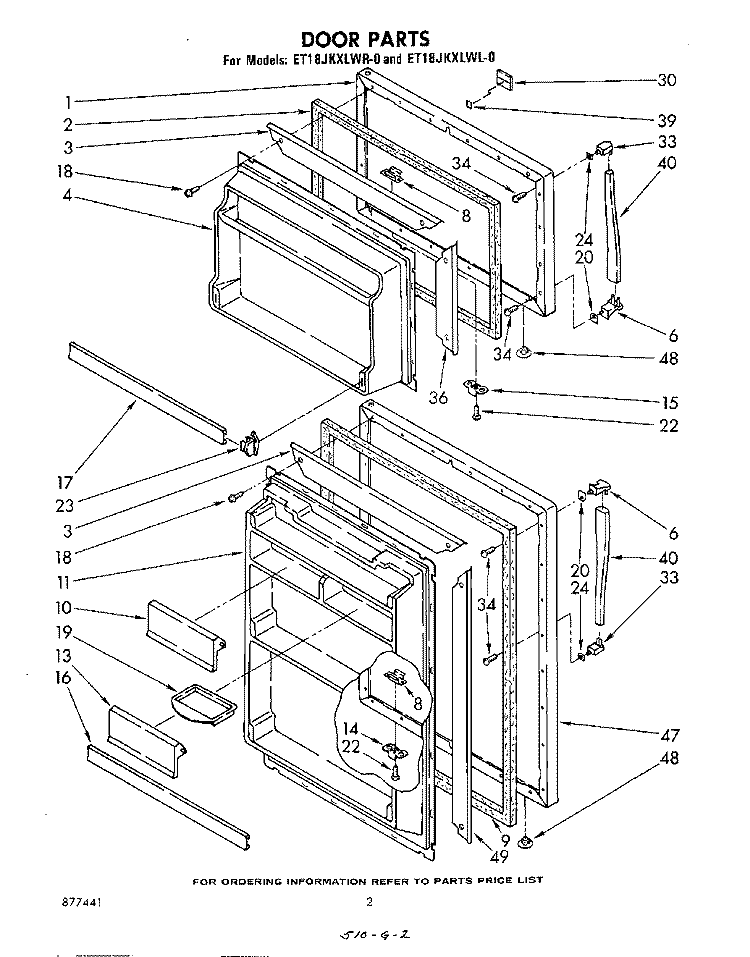 DOOR Diagram and Parts List for ET18JKXLWL0  Whirlpool Refrigerator