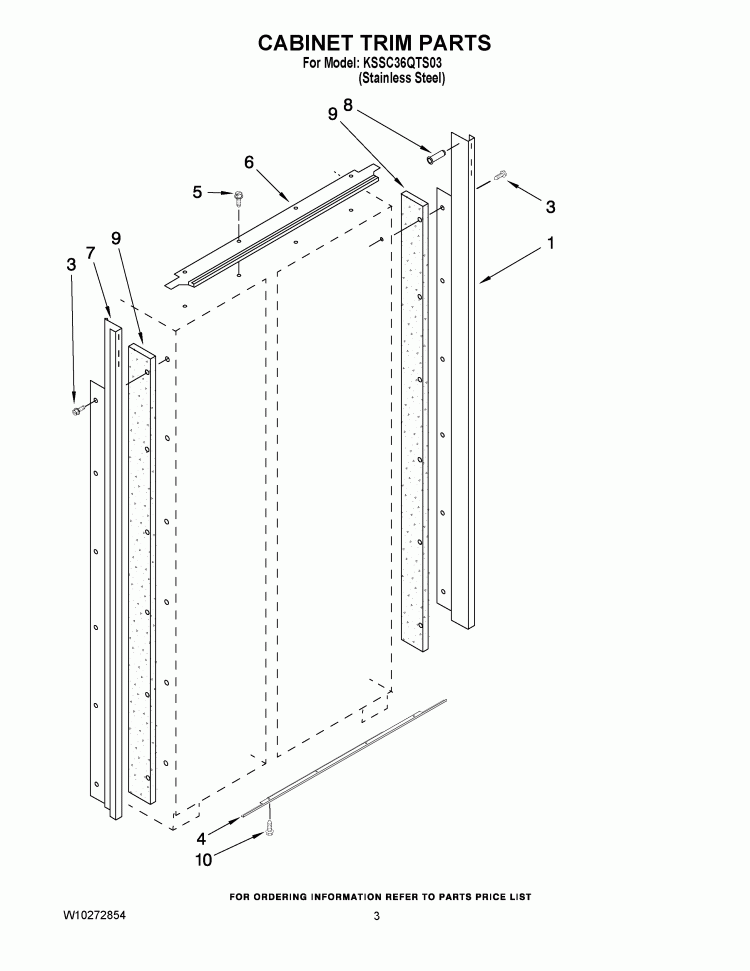 CABINET TRIM PARTS Diagram and Parts List for KSSC36QTS03  KitchenAid Refrigerator