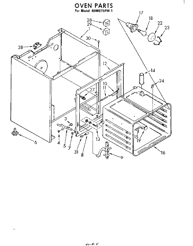 OVEN Diagram and Parts List for RHM975PW1  Whirlpool Range