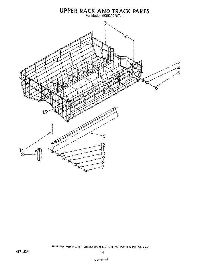 UPPER RACK AND TRACK Diagram and Parts List for 4KUDC220T1  KitchenAid Dishwasher