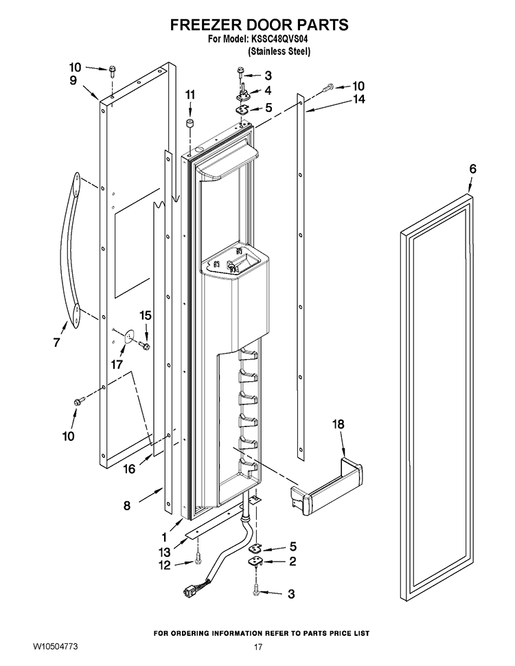 FREEZER DOOR PARTS Diagram and Parts List for KSSC48QVS04  KitchenAid Refrigerator