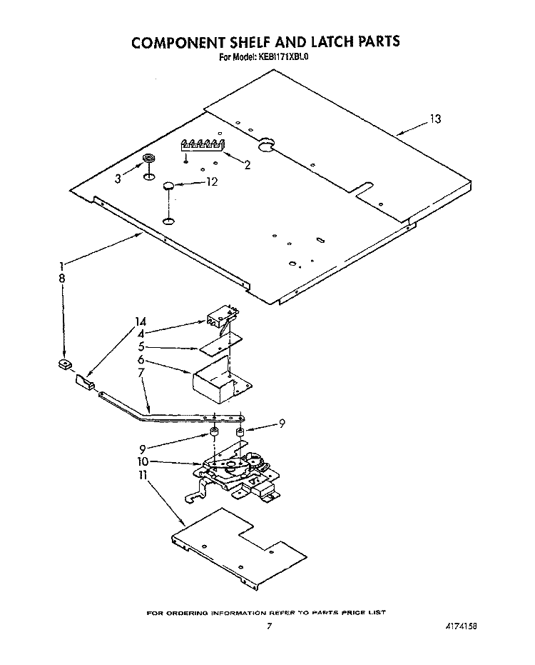 COMPONENT SHELF AND LATCH Diagram and Parts List for KEBI171XWH0  KitchenAid Wall Oven