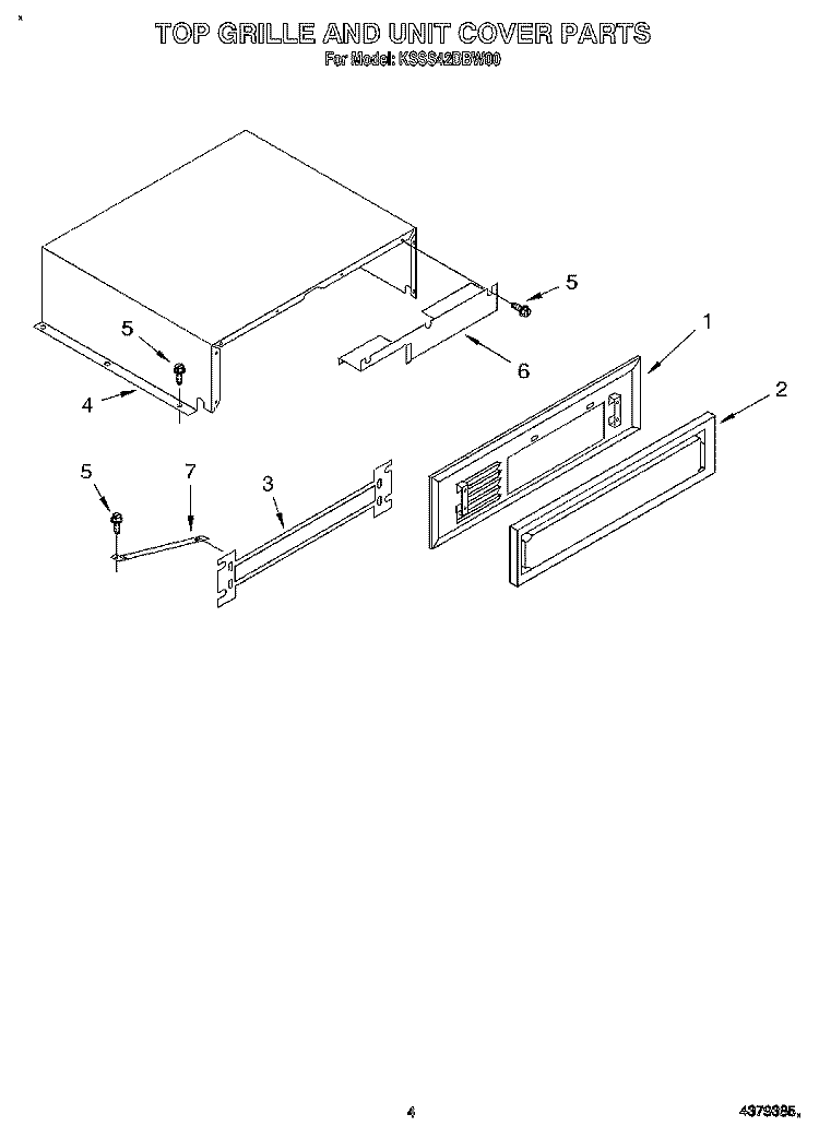 TOP GRILLE AND UNIT COVER Diagram and Parts List for KSSS42DBW00  KitchenAid Refrigerator