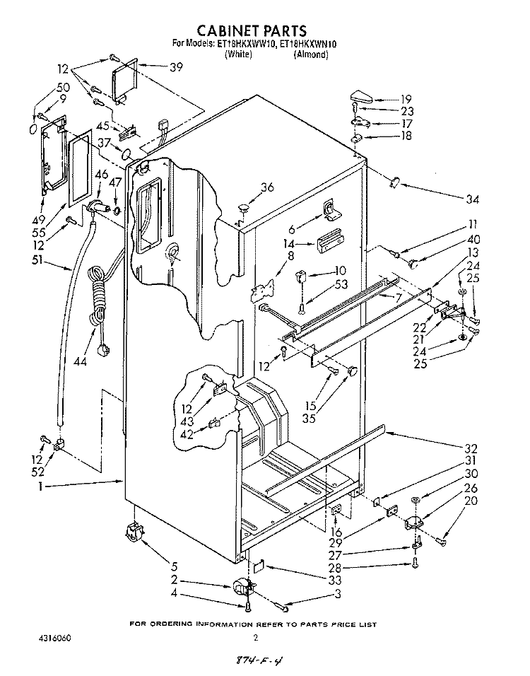 CABINET Diagram and Parts List for ET18HKXWW10  Whirlpool Refrigerator
