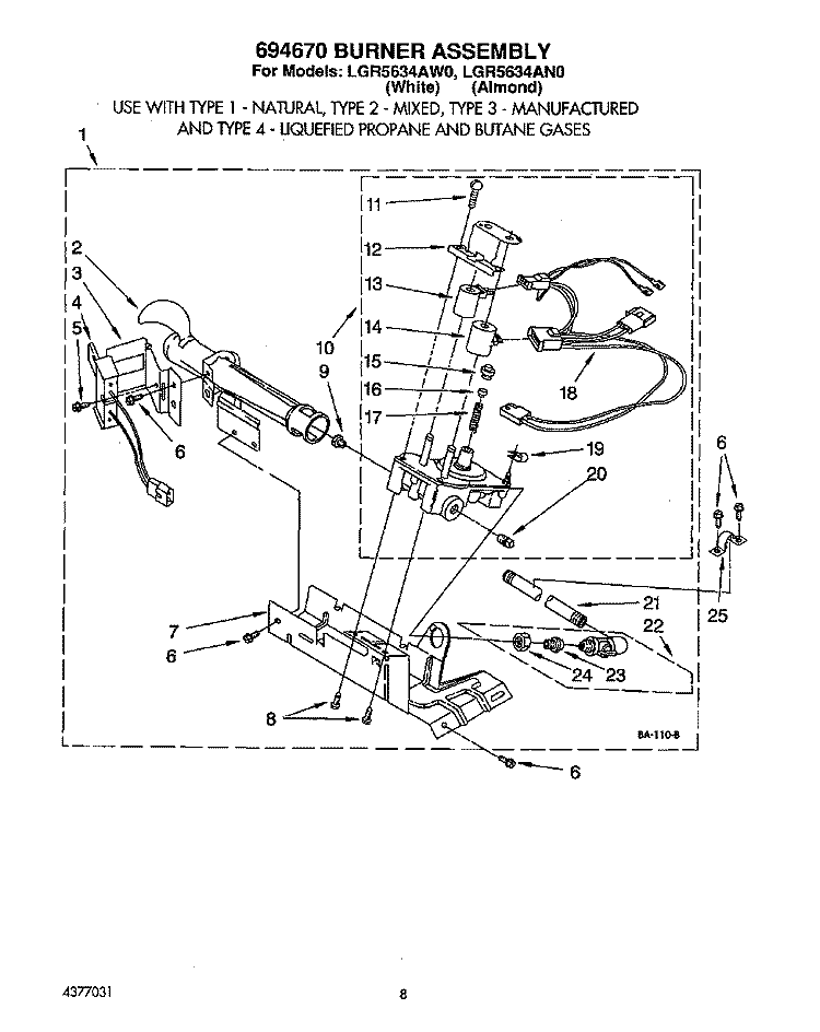 SECTION Diagram and Parts List for LGR5634AN0  Whirlpool Dryer