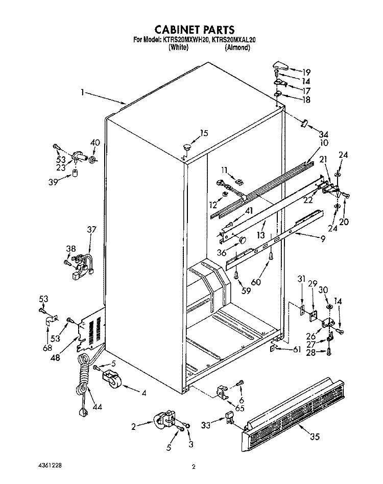 CABINET Diagram and Parts List for KTRS20MXWH20  KitchenAid Refrigerator