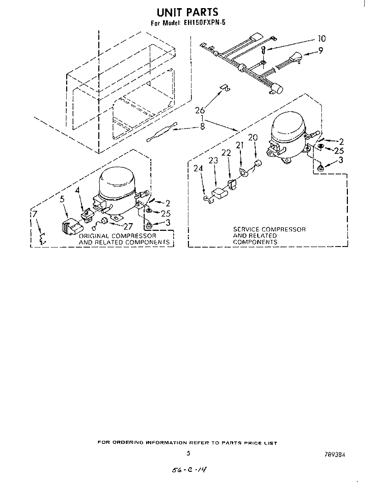 SECTION Diagram and Parts List for EH150FXPN5  Whirlpool Freezer