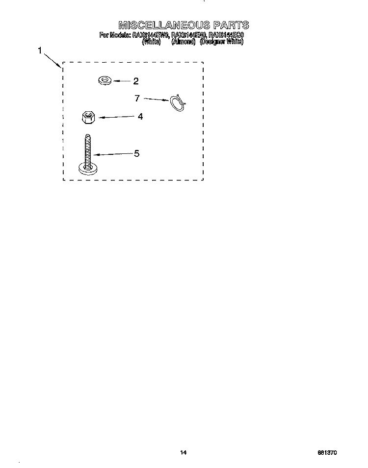 MISCELLANEOUS, LIT/OPTIONAL Diagram and Parts List for RAX6144EQ0  Roper Washer