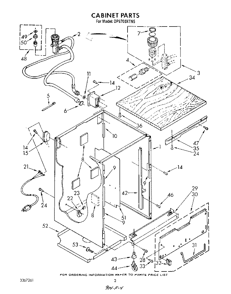 CABINET Diagram and Parts List for DP8700XTN5  Whirlpool Dishwasher