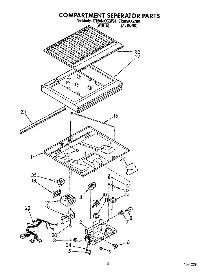 COMPARTMENT SEPARATOR Diagram and Parts List for ET20NKXZW01  Whirlpool Refrigerator