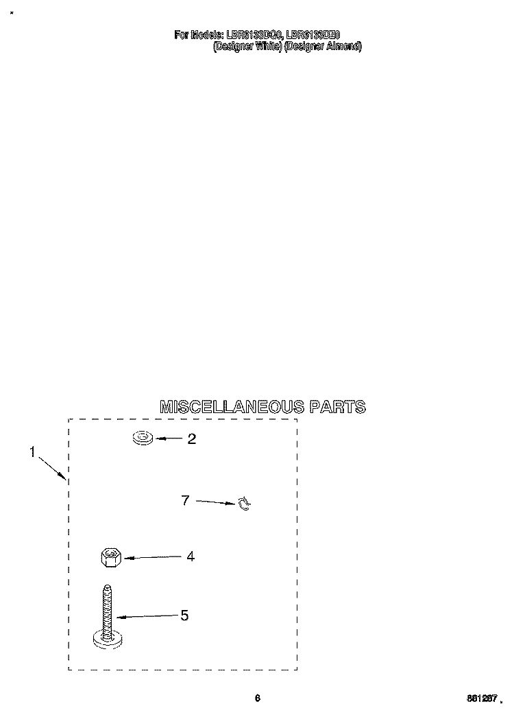 MISCELLANEOUS Diagram and Parts List for LBR6133DZ0  Whirlpool Washer