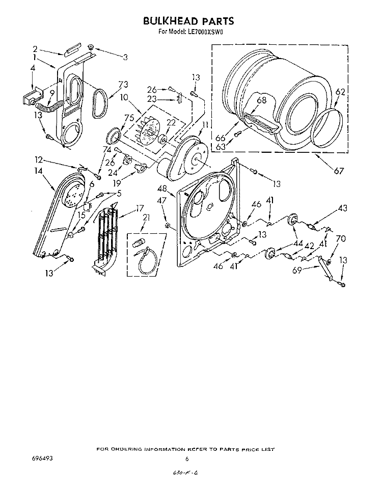 SECTION Diagram and Parts List for LE7000XSW0  Whirlpool Dryer
