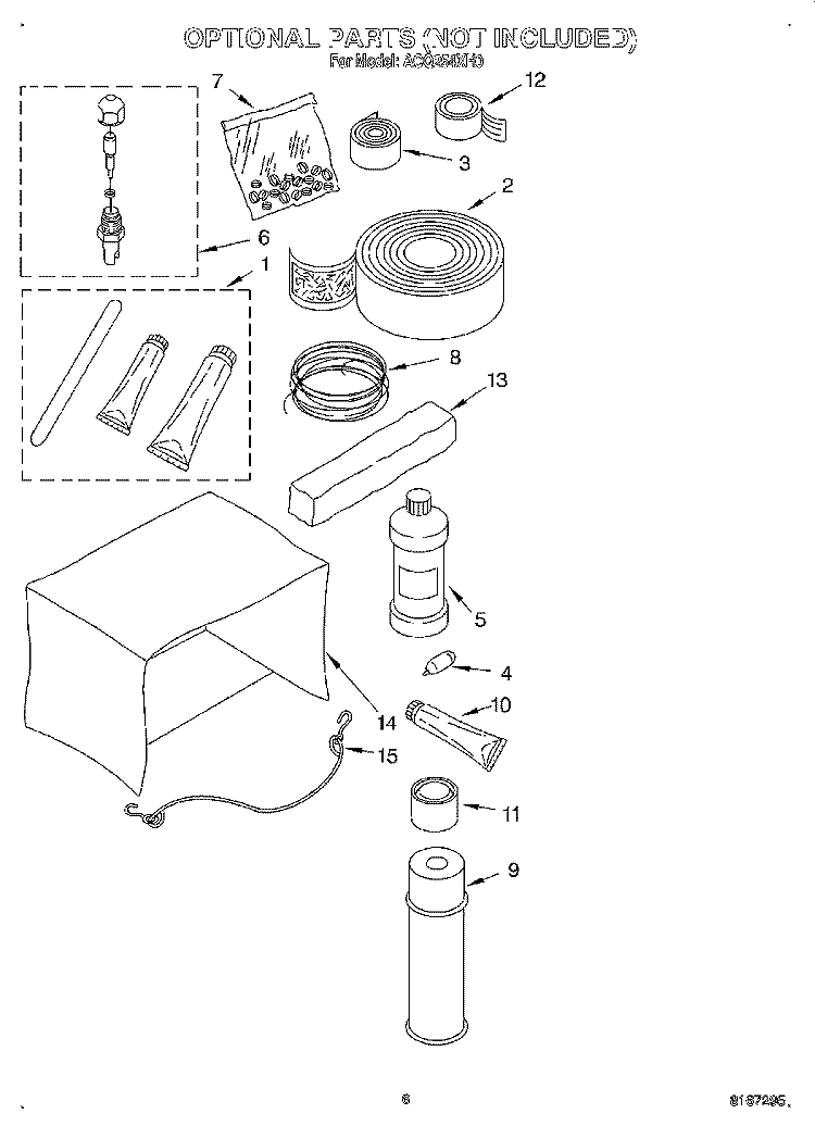 OPTIONAL Diagram and Parts List for ACQ254XH0  Whirlpool Air Conditioner