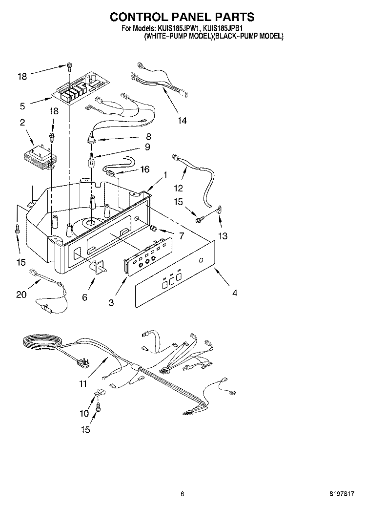 CONTROL PANEL Diagram and Parts List for KUIS185JPB1  KitchenAid Ice Maker