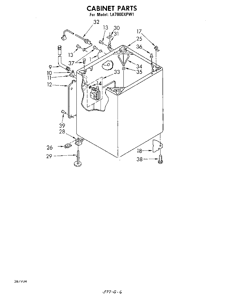 CABINET Diagram and Parts List for LA7800XPW1  Whirlpool Washer