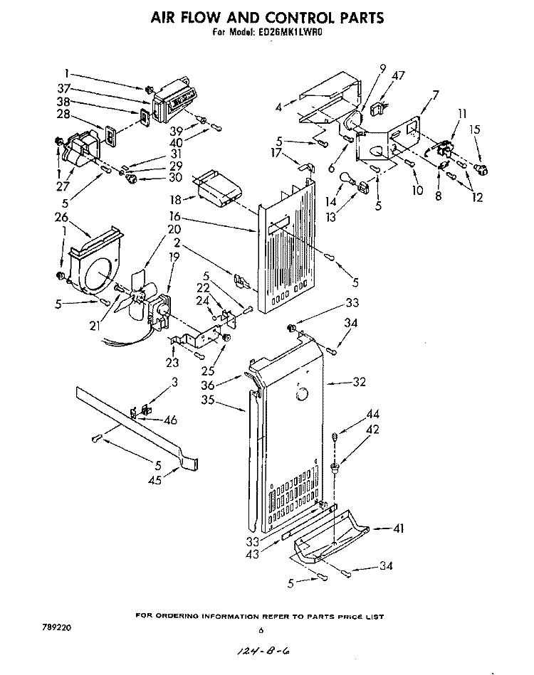 AIR FLOW AND CONTROL Diagram and Parts List for ED26MK1LWR0  Whirlpool Refrigerator