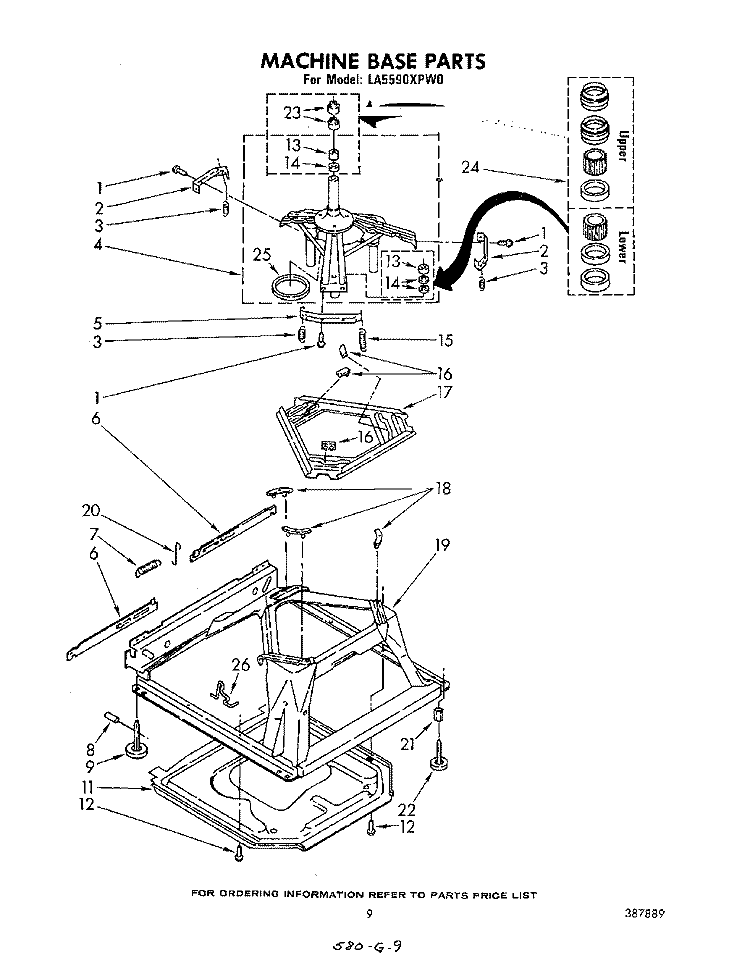 MACHINE BASE Diagram and Parts List for LA5590XPW0  Whirlpool Washer