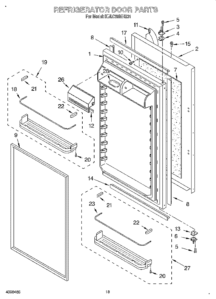 REFRIGERATOR DOOR Diagram and Parts List for KBLC36MHS01  KitchenAid Refrigerator