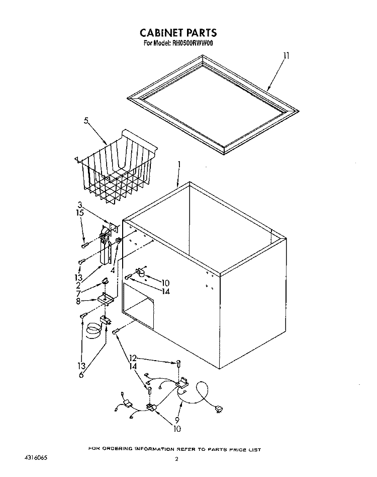 SECTION Diagram and Parts List for RH0500RWW00  Roper Freezer