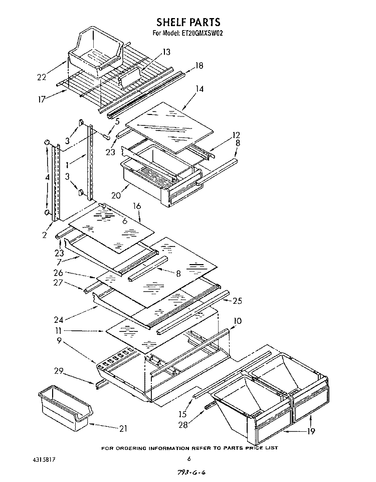 SHELF Diagram and Parts List for ET20GMXSW02  Whirlpool Refrigerator