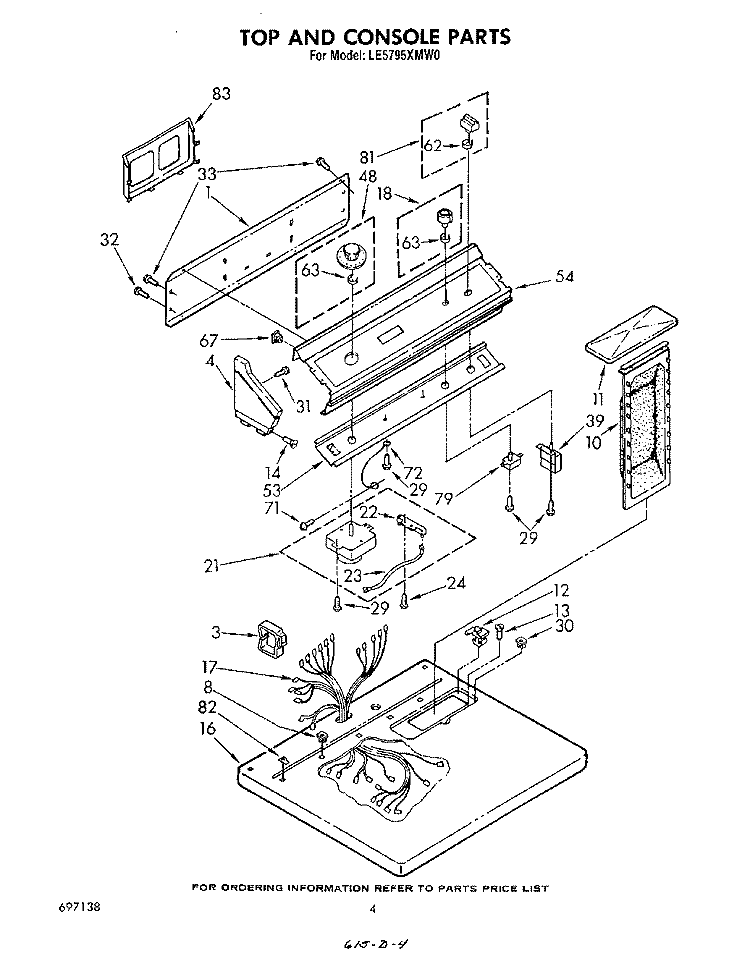 SECTION Diagram and Parts List for LE5795XMW0  Whirlpool Dryer