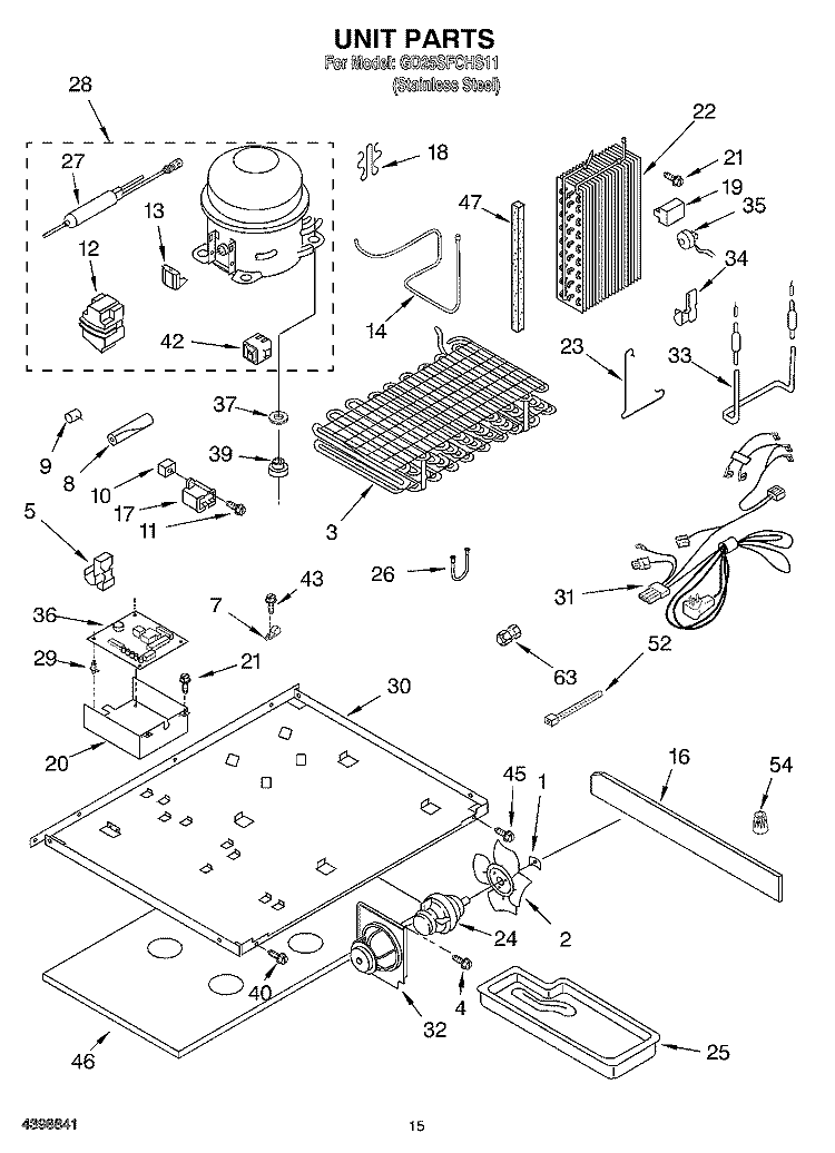 UNIT Diagram and Parts List for GD25SFCHS111  Whirlpool Refrigerator