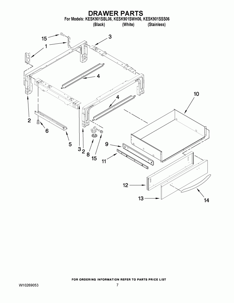DRAWER PARTS Diagram and Parts List for KESK901SSS06  KitchenAid Range
