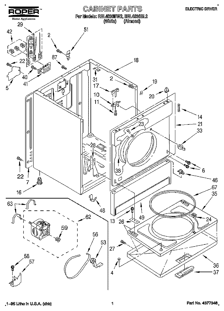 SECTION Diagram and Parts List for REL4636BW2  Roper Dryer