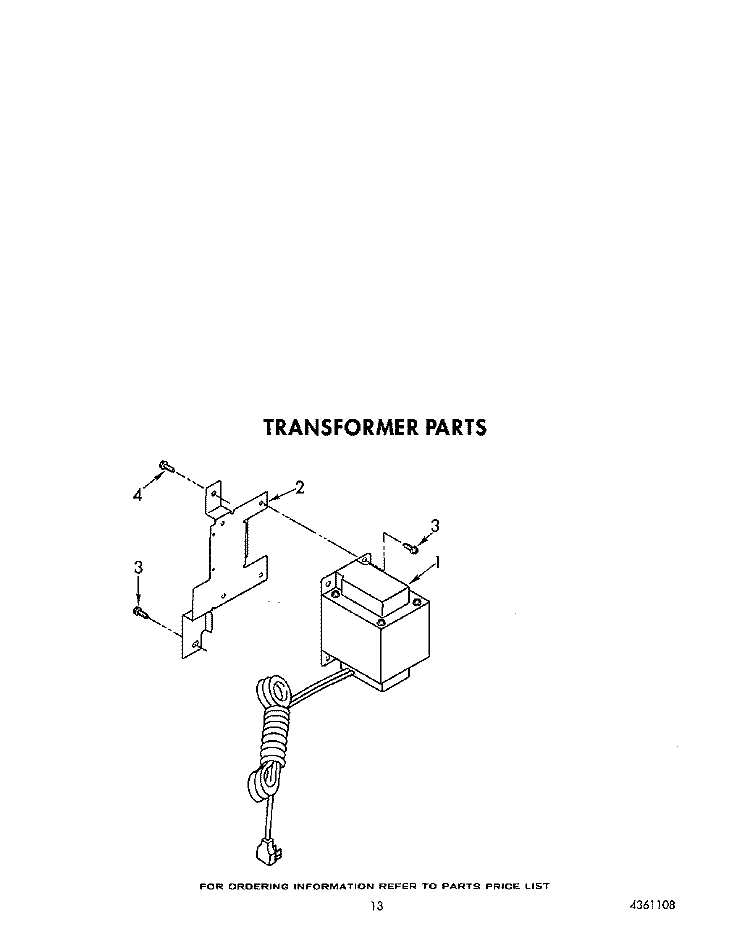 TRANSFORMER Diagram and Parts List for 3ED22DWXTN01  Whirlpool Refrigerator
