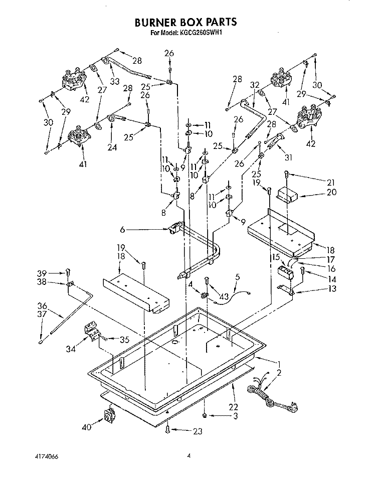 BURNER BOX Diagram and Parts List for KGCG260SAL1  KitchenAid Cooktop