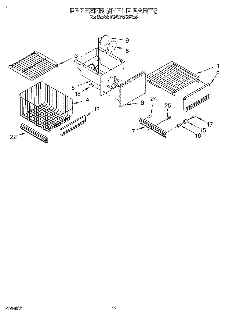 FREEZER SHELF Diagram and Parts List for KSSC36MFS05  KitchenAid Refrigerator