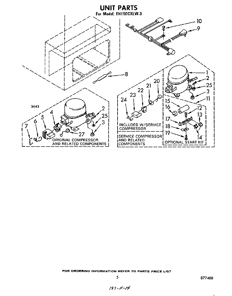 SECTION Diagram and Parts List for EH150CXLW3  Whirlpool Freezer