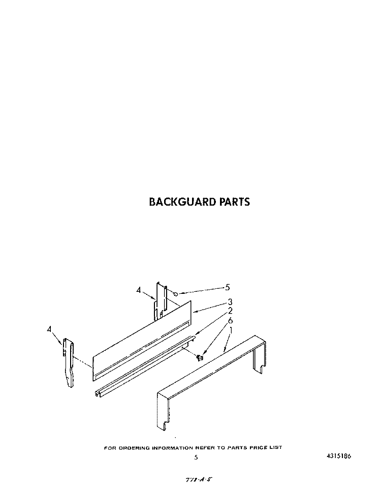 BACKGUARD Diagram and Parts List for SF3020ERW2  Whirlpool Range